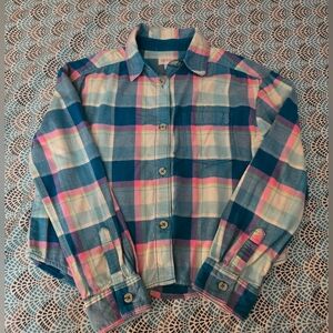 Cat & Jack Girls size 7/8 button up plaid long sleeved. Very nice!